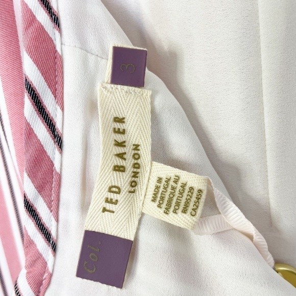 Ted Baker Coryn Striped Asymmetrical Ruffle Hem Skirt Pink NWT - Picture 9 of 16